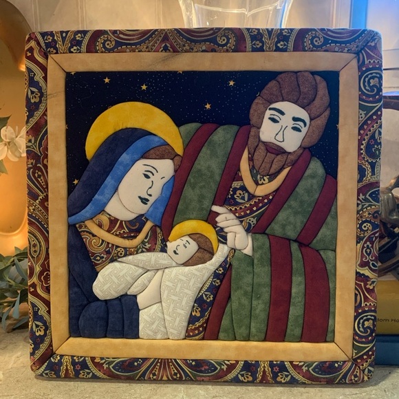 Completed Quilt Magic No Sew Holy Family Christmas Nativity On Foam board - Picture 1 of 7